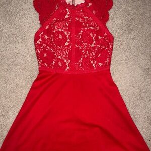 Altar’d State Red Lace Fit & Flare Dress – Size M